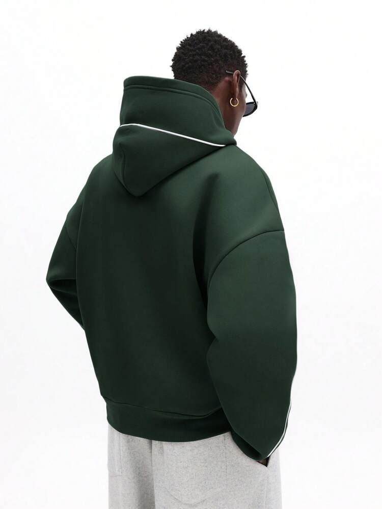 Oversized Hoodie With Contrast Piping Detail