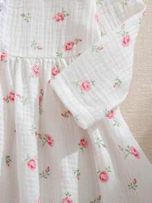 Souflis 2pcs Baby Girls' Ditsy Floral Sweater Jacket And Dress Set, Spring/Autumn - Baby Pink - View 4