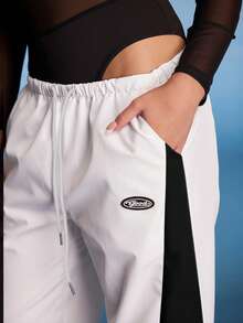 Normani Women's Summer Concert Streetwear Going Out Color-Blocked Parachute Pants Cargo Pants - White - View 6