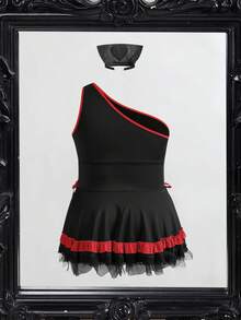 Fantasy Costume Fantasy Costume 大码女士角色扮演内衣套装（连衣裙和头饰） - 黑色 - 查看 2