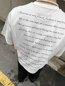 Manfinity EMRG Herren Street-Style Bestseller Slogan handgeschriebene englische Unterschrift Allover-Muster T-Shirt, geeignet für Outdoor-Musikfestivals, Alltagstragen, Treffen mit Freunden, Geschenke für Freund/Ehemann, Jahrestags-Geschenke, Weiß