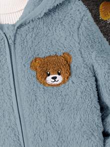 SHEIN Young BoyCasual Hooded Fleece Jacket - Baby Blue - View 4