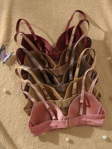 5pcs Women's Minimalist Solid Color Underwire Bras Set - Multicolor - View 2