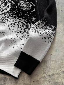 AXEPEAK Men's Casual Swirl Pattern Crew Neck Long Sleeve Sweater, Autumn/Winter - Black - View 4