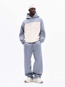 SUMWON 宽松版型连帽衫和运动裤套装，带抽绳帽和中央口袋，休闲居家服，冬季舒适穿着 - 彩色 - 查看 1