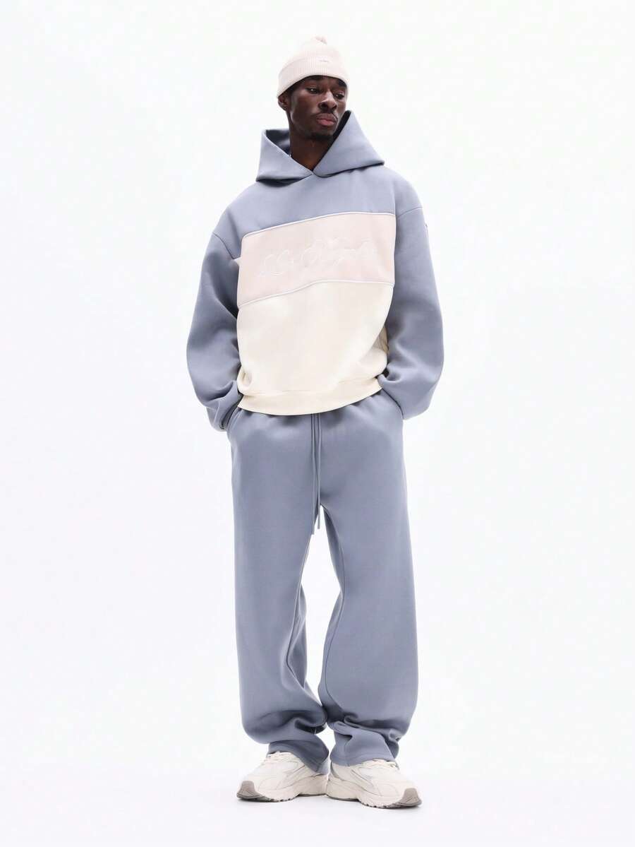 SUMWON 宽松版型连帽衫和运动裤套装，带抽绳帽和中央口袋，休闲居家服，冬季舒适穿着 - 彩色 - 查看 1