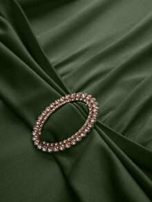 SHEIN Clasi 女士V领腰部褶皱短袖连衣裙酒红色长款女装 - 軍綠色 - 查看 5