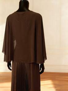 Franclia 女士时尚性感深V领长款派对连衣裙 - 棕色 - 查看 2