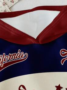 Attitoon 女士休闲街头风撞色字母数字23足球图案宽松卫衣，撞色设计，适合秋冬季节，时尚街头服饰 - 彩色 - 查看 3