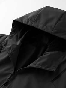 Gym Rark Men's Casual Versatile Strap Design Hooded Jacket With Small Print Design Hiking Jacket - Black - View 6
