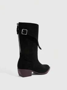 CUCCOO SZL 女士休闲粗跟中筒靴 - 黑色 - 查看 3