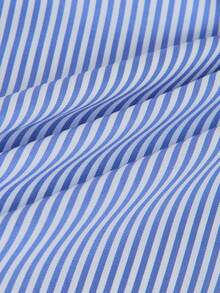 SHEIN ChillGRL Spring & Summer Teen Girls " ME" Sweet Cute Design Ruffle Bow Round Neck Short T-Shirt Paired With Contrast Color Block Striped Wide Leg Pants 2 Pieces Set, Suitable For Daily, Commuting, Hangout With Friends, Holiday Outfit Summer Holiday - Blue and White - View 6