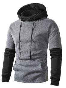 Manfinity Homme Sudadera con capucha de manga larga con bolsillo y cordón ajustable para hombres