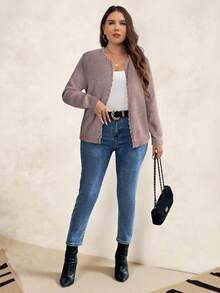 SHEIN Clasi Große Größen Lässig Perlen Verzierung Strickjacke, Herbst/Winter