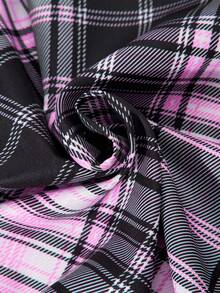 SHEIN ChillGRL 女童蝴蝶结格子裙 - 粉色 - 查看 7