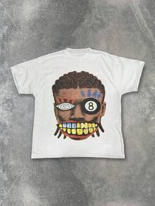SHEIN Coolqubz Tween Boy Casual Fashion Printed Round Neck Knit T-Shirt - White - View 1