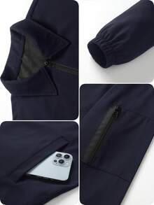 Manfinity Homme Plus Size Men's Casual Everyday Commute Zip-Up Windproof Waterproof Jacket Men Zip Up Jacket Men Jackets Casual Jacket For Man Navy Blue Jacket - Navy Blue - View 4
