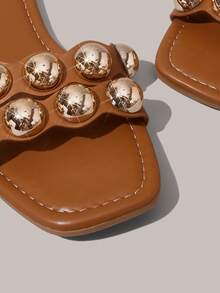 Styleloop 女士平底凉鞋，波西米亚风格，西方音乐节，派对，海滩，度假 - 棕色 - 查看 4