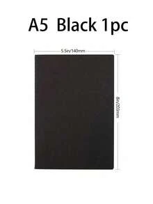 A5 Black Cardstock Notebook, Minimalist Blank Journal For Writing, School Note Taking & Office Use - Black - View 8