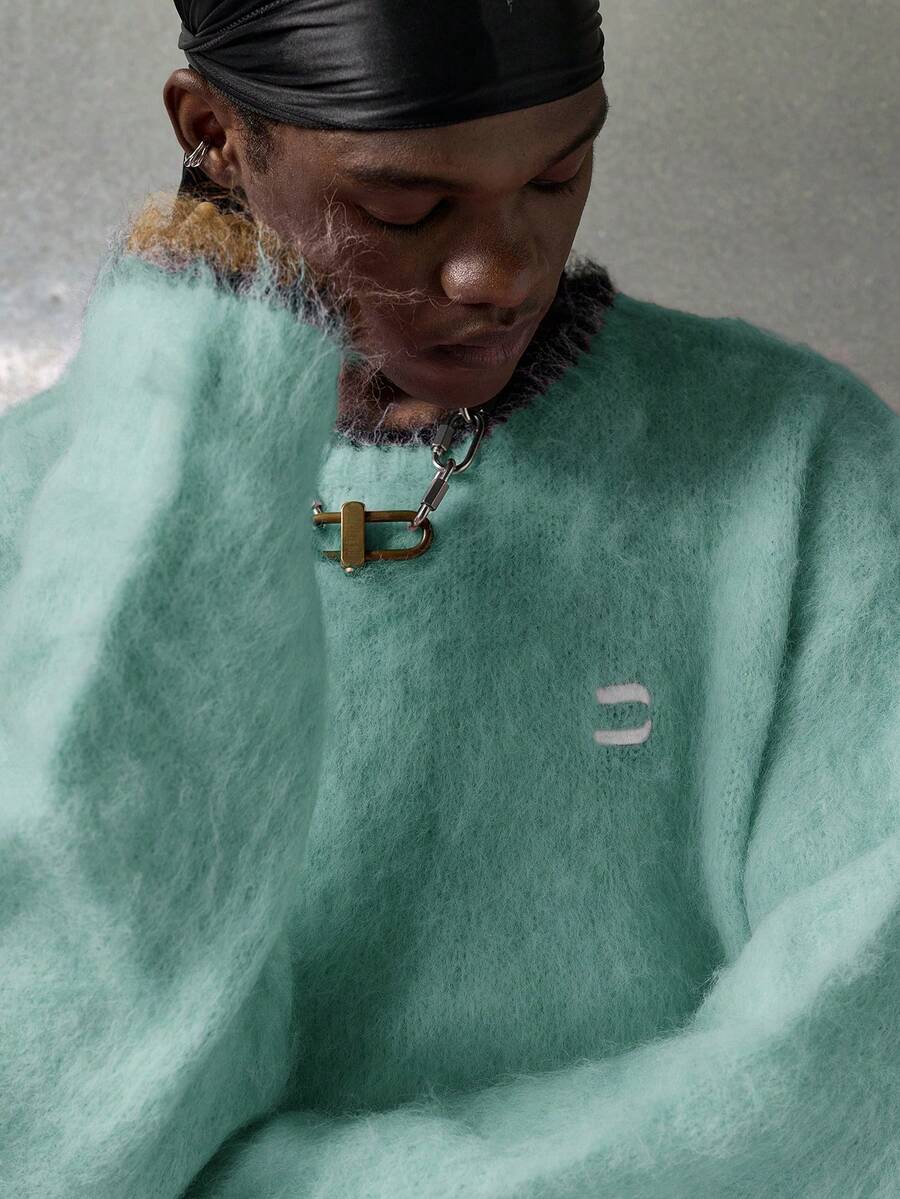 NEON BLANC品牌男士秋冬新款条纹套头羊毛衫，时尚宽松休闲风格 - 綠色 - 查看 1