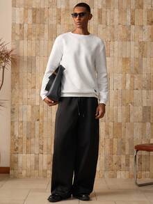 AXEPEAK Sudadera de cuello redondo de manga larga blanca con parche con letra, para regalos a amigos, esposo, novio, edición de ropa urbana, para otoño e invierno - Blanco - Ver 5