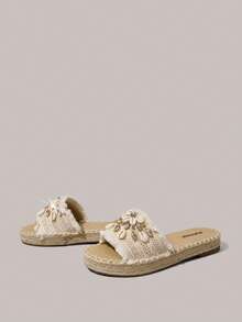 Styleloop Women's Flat Sandals, Boho Style, Retro American, Bohemian, Western, Music Festival, Party, Beach, Vacation For Christmas Holiday Travel Essential Boho Cowgirl Outfit - Apricot - View 3