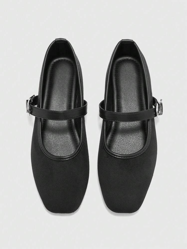 CUCCOO BIZCHIC Women's Black Embroidered Cute Bow Elegant Mesh Mary Jane Flat Shoes