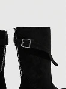 CUCCOO SZL 女士休闲粗跟中筒靴 - 黑色 - 查看 5