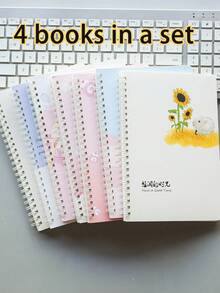 A5笔记本套装，可爱卡通封面，60页，适用于学校用品和办公笔记 - 彩色 - 查看 2