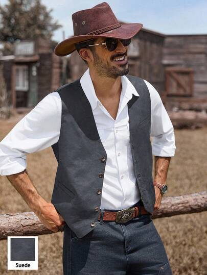 Manfinity Nomadique Classic Single-Breasted Casual Minimalist Fashionable Versatile Retro Vest