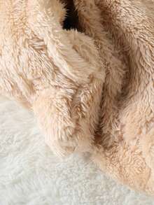 SHEIN 婴儿简约图案连帽可爱长袖睡衣 - 卡其色 - 查看 3