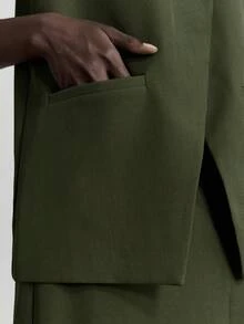 Ontre 2026春夏新款都市风抗皱深灰色西装套装，包括西装外套、马甲和裙子，适合办公室、商务休闲、派对等场合。 - 綠色 - 查看 7