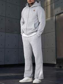 Manfinity CasualCool 男士拉链连帽衫和运动裤休闲运动套装 男士灰白套装 男士套装 男士运动服套装 男士针织两件套运动套装 适合男士穿着，适合日常休闲、周末旅行、户外活动、探险旅行、轻松的工作环境或半正式场合，也是送给男友/丈夫、周年纪念日、派对、圣诞节和新年礼物的理想选择。 - 灰色 - 查看 5