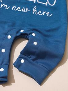SHEIN 2Pcs Set Newborn Boy Photography Outfits Little Brother Embroidery Baby Coming Home Outfit Baby Shower Gift 1 Month 3 Month Infant Photo Props Newborn Baby Boy Going Home Outfit Baby Outfits Unisex Baby Boy Clothes Long Sleeve Hello World Newborn Outfit Newborn Unisex Clothes Baby Outfits Unisex For Fall - Blue - View 7
