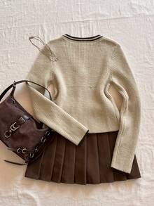 SHEIN Unity Sexy Fitted Versatile Women V-Neck Long Sleeve Cardigan - Multicolor - View 2