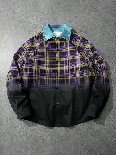 Street Life Camicia a quadri vintage da uomo, abbigliamento casual autunnale