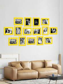 15pcs Black (With Backing Board) Minimalist & Elegant Corridor Wall Decor Memorial Paper Photo Frame Wall Hanging (Paper Product) - Multicolor - View 17