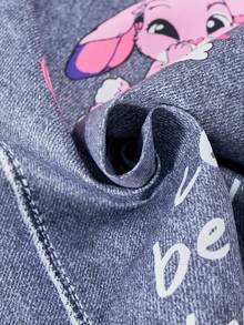 SHEIN Explorewe 青少年女孩休闲日常卡通字母印花松紧腰阔腿裤 - 彩色 - 查看 7