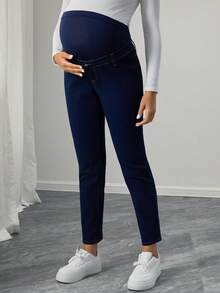 Momance Maternity Casual Versatile Commuting Slim Fit Jeans - Dark Wash - View 5