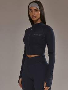 Musera Sport 短款拉链式BBL夹克（仅限板式网球冬季运动服，适合运动健身锻炼） - 藏蓝色 - 查看 3