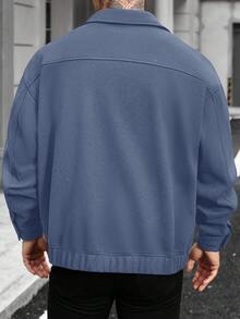 Manfinity Homme Chaqueta casual de uso diario y para ir al trabajo, de unicolor, mezcla de lana, para otoño/invierno - Neblina azul - Ver 2