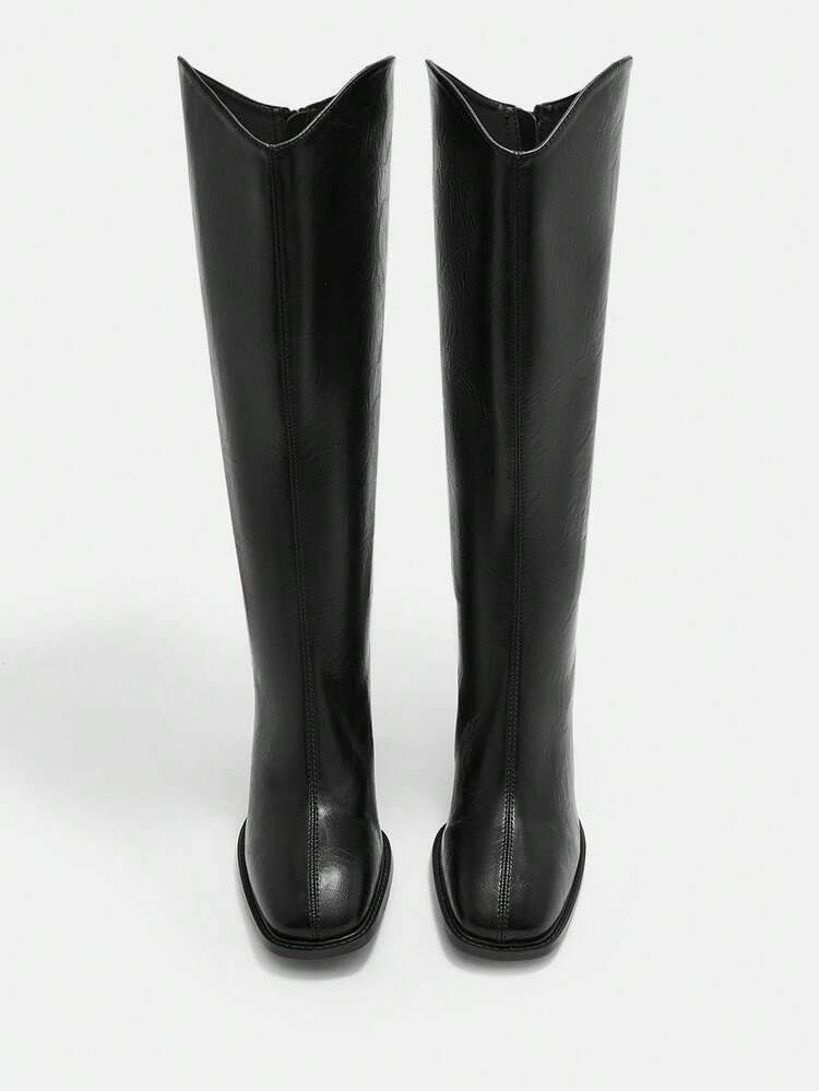 CUCCOO CURVES Women's Black Casual & Simple Wide Fit Boots, Autumn/Winter For Christmas