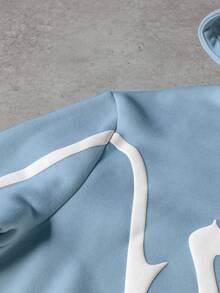 PAVTROS Men's Casual Graphic Print Zip-Up Hoodie Sweatshirt, Autumn - Blue - View 4