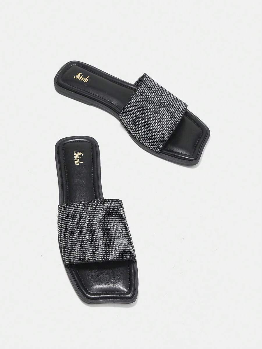 Fashionable Women's Flat Sandals - Black - View 1