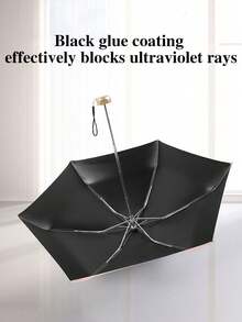 19厘米/7.5英寸迷你折叠伞：便携式防紫外线遮阳伞，带收纳袋，6根伞骨+加厚黑色涂层，防风防水，是夏季户外旅行的理想之选 - 彩色 - 查看 12