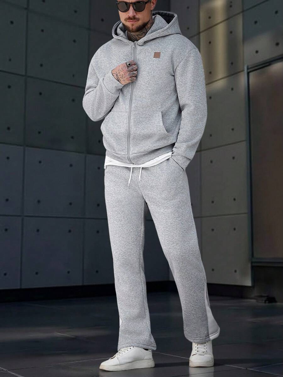 Manfinity CasualCool 男士拉链连帽衫和运动裤休闲运动套装 男士灰白套装 男士套装 男士运动服套装 男士针织两件套运动套装 适合男士穿着,适合日常休闲、周末旅行、户外活动、探险旅行、轻松的工作环境或半正式场合,也是送给男友/丈夫、周年纪念日、派对、圣诞节和新年礼物的理想选择。 - 灰色 - 查看 1