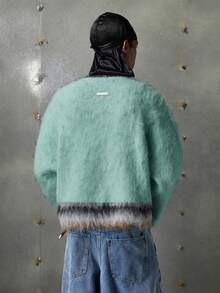 NEON BLANC品牌男士秋冬新款条纹套头羊毛衫，时尚宽松休闲风格 - 綠色 - 查看 3