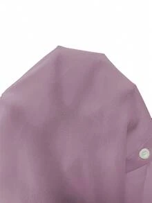 Franclia 法式优雅编织翻领长袖系带开衫，新款夏季白色女士衬衫 - 紫色 - 查看 6