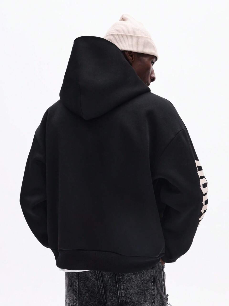 Boxy Fit Full Zip Hoodie With Sleeve Graphics