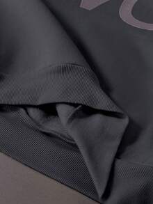 STYNVO Áo hoodie nam tay dài vai rớt, in chữ thời trang, màu xám phong cách Y2K, dáng rộng, kiểu đường phố, thể thao, lót giữ nhiệt. - Xám - Xem 7